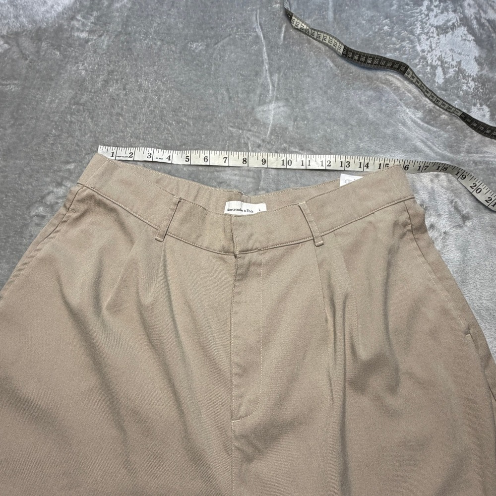 Abercrombie & Fitch Women Beige Wide Leg Pleated Dress Trousers Sz L Casual Chic - Picture 6 of 16